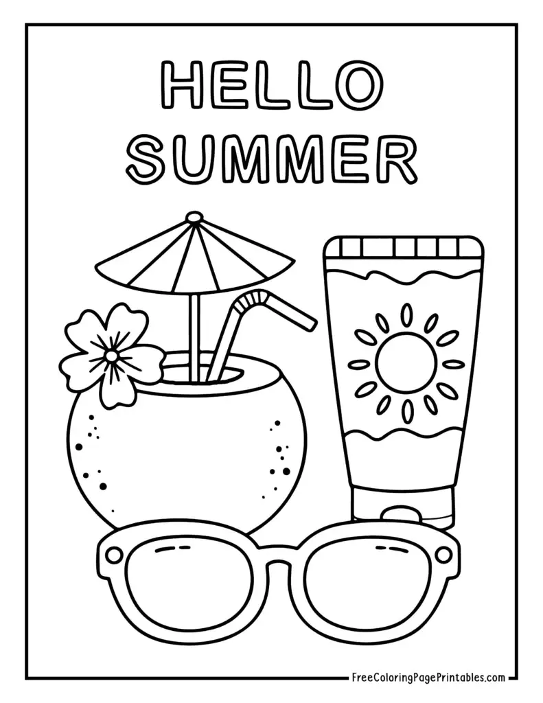 Summer Printable Coloring Pages Hello Summer