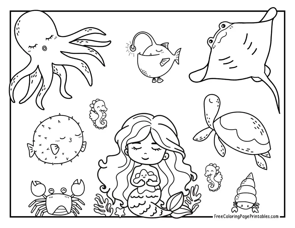 Summer Printable Coloring Pages Mermaid Under the Sea