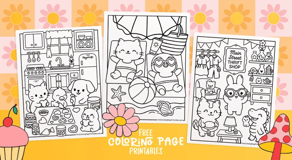Cute Animal Friends Coloring Pages Header Image