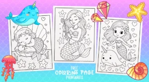 Mermaid Coloring Pages Main Graphic
