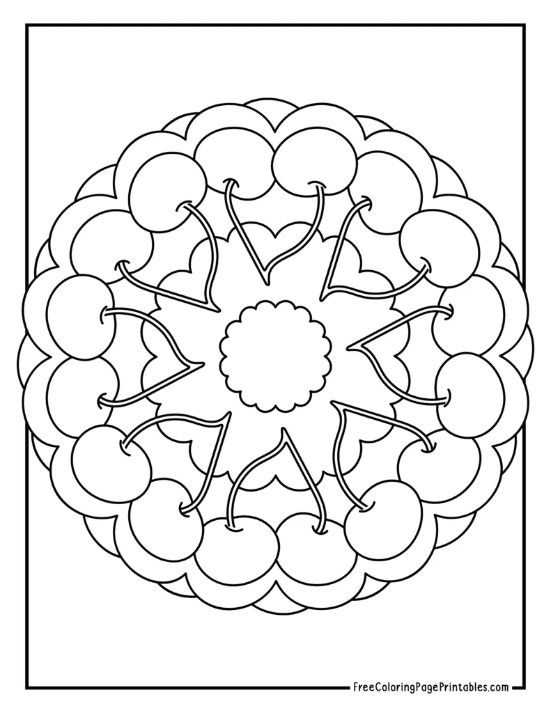 Cherries Cute Mandala Coloring Pages