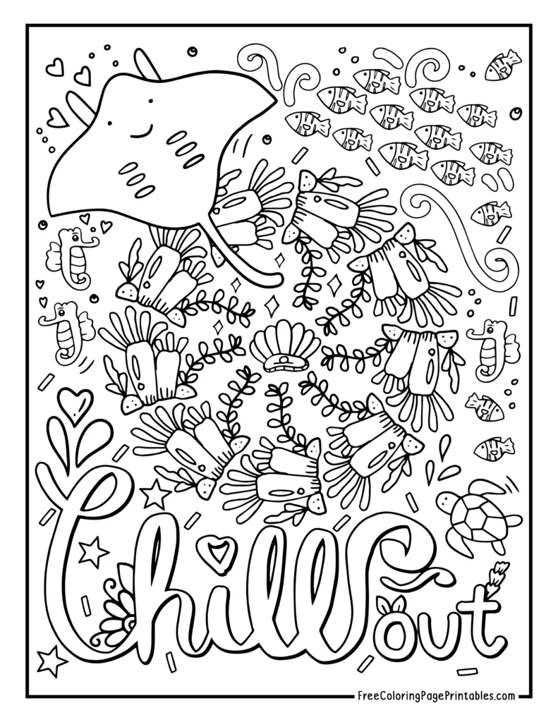 Chill Out Sealife Printable Coloring Page