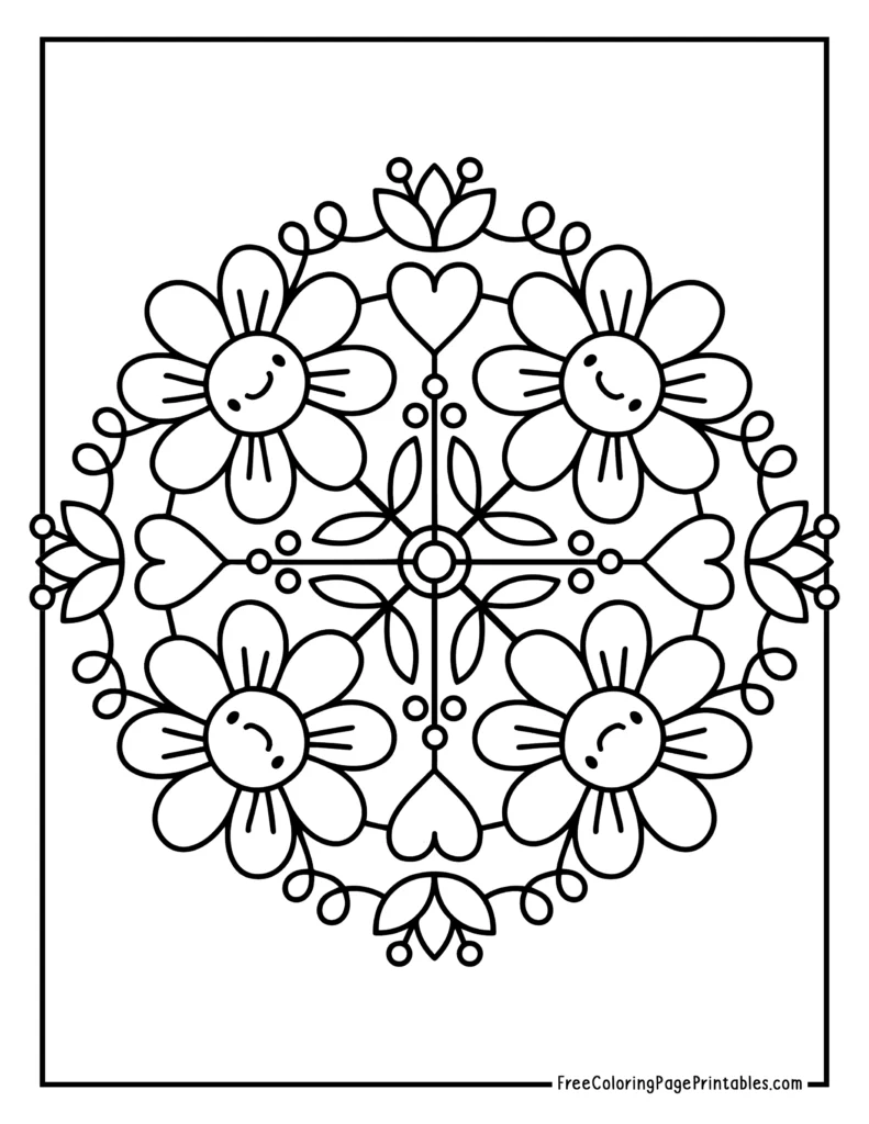 Daisies Simple Mandala Coloring Pages
