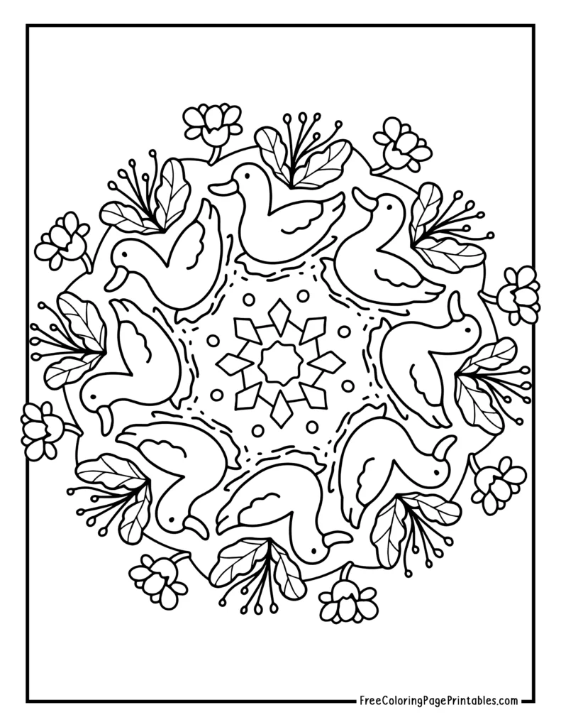 Ducks Mandala Coloring Sheet
