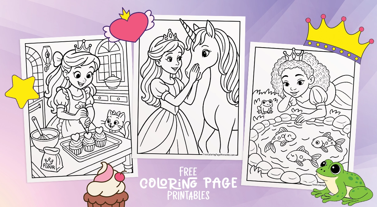 Princess Coloring Page Banner