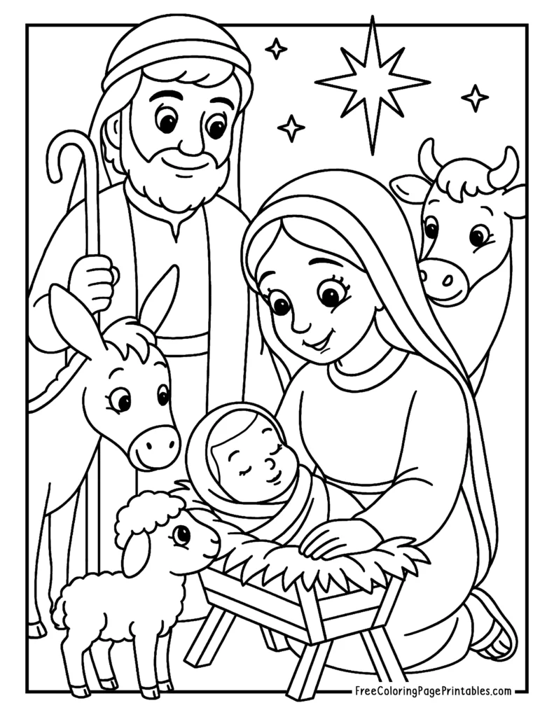Nativity Christmas Coloring Page