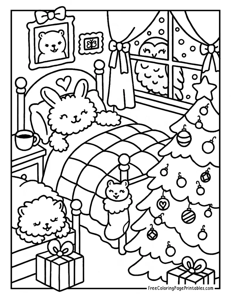 Night Before Christmas Coloring Page Bunny
