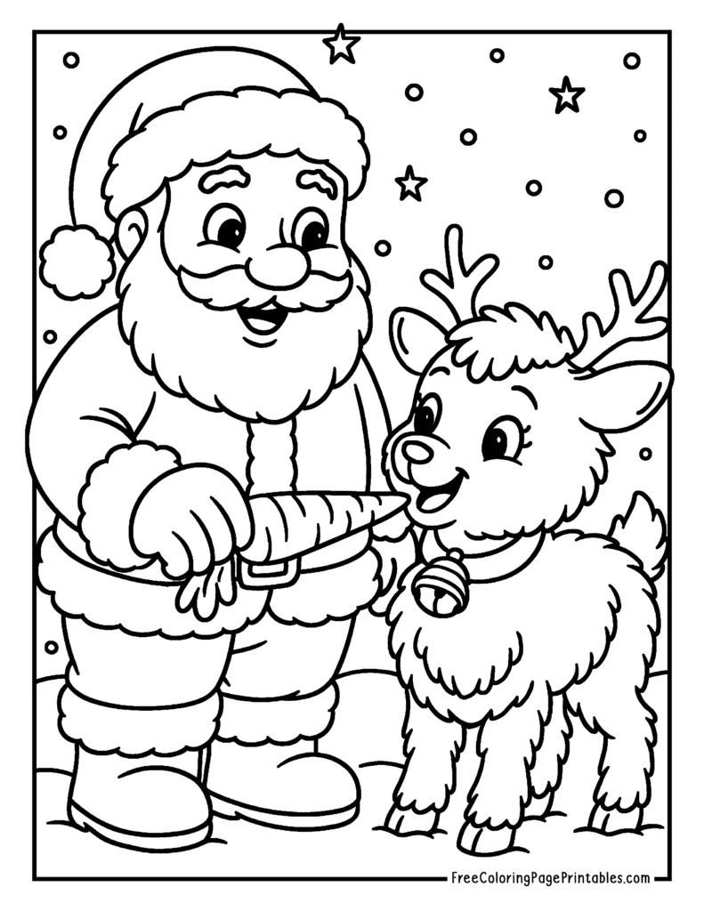 Santa Rudolph Kids Coloring Sheet
